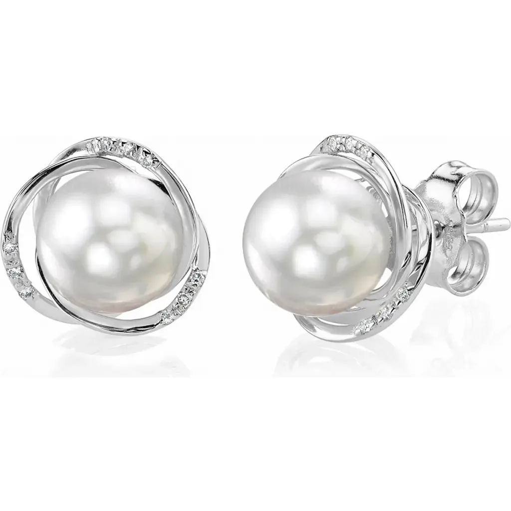 South Sea Pearl and Diamond Lexi Earrings in White Gold by The Pearl Source