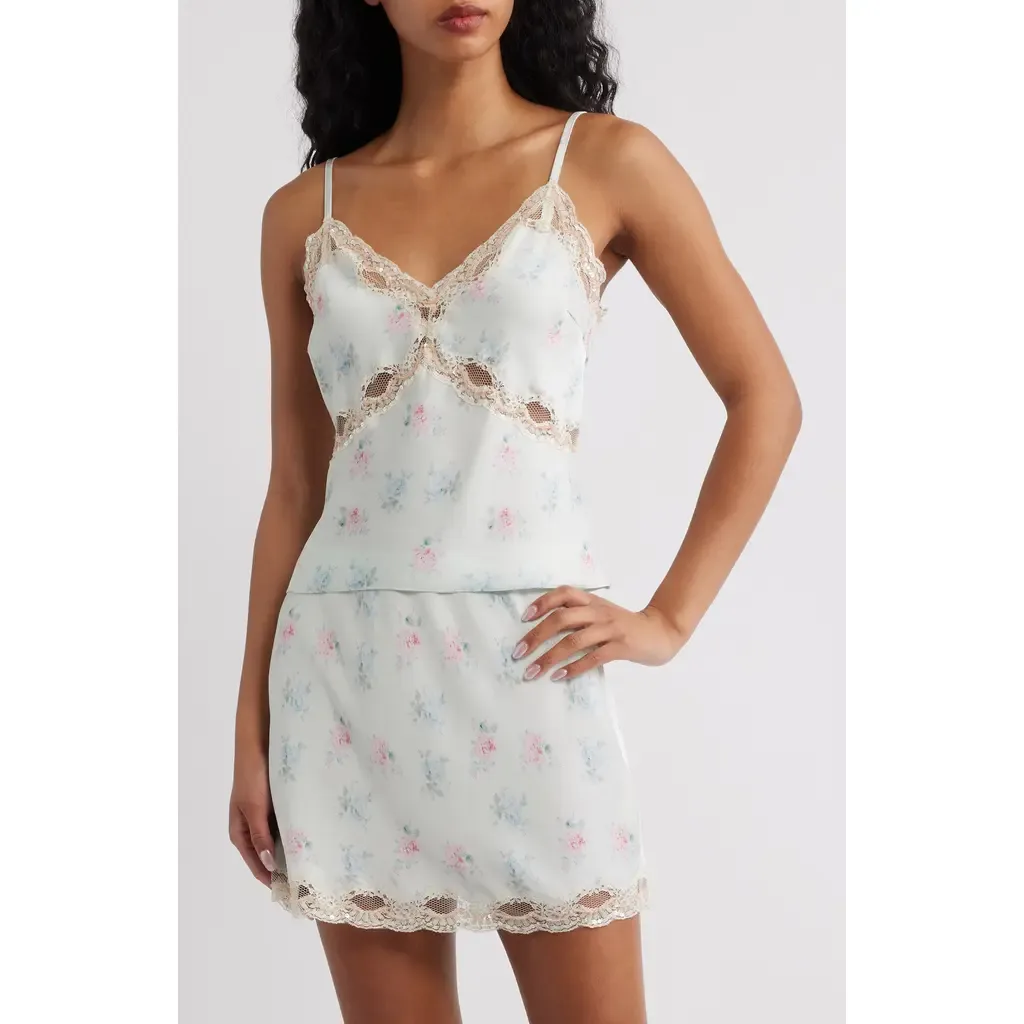 Lamora Lace Trim Satin Camisole by LoveShackFancy