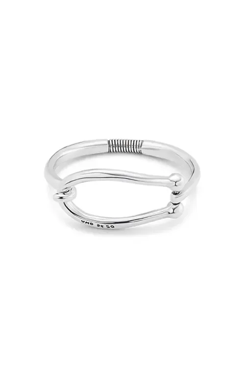Sterling Silver Plated Rigid Bracelet with Large Link and Inner Spring by UNODE50