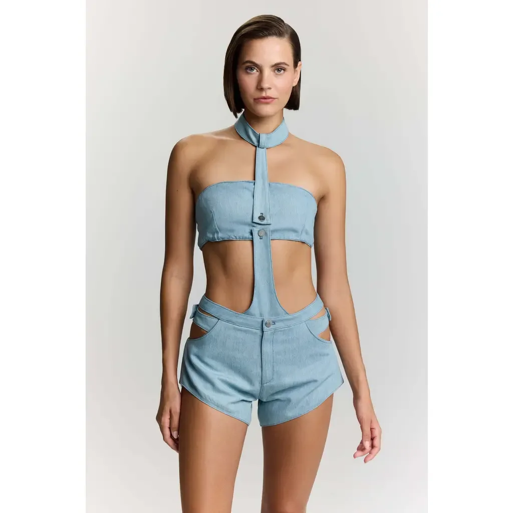 Belinda Denim Bodysuit by Jendue