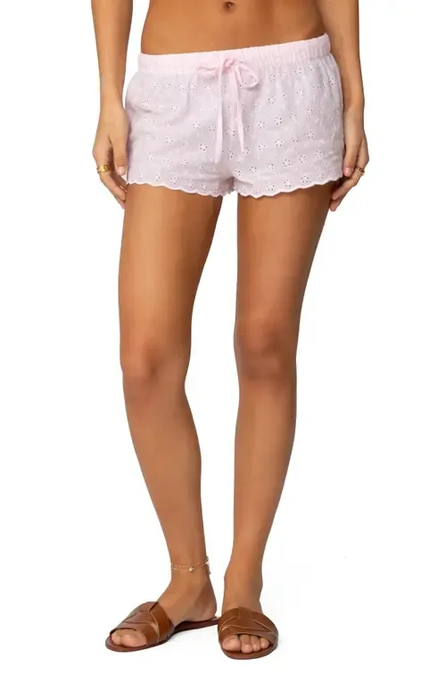 Talula Cotton Eyelet Tie Waist Shorts by EDIKTED