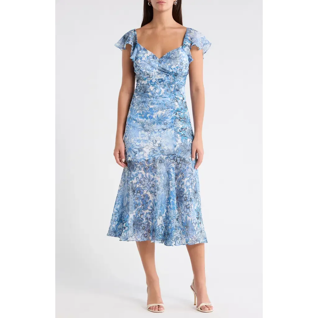 Tierra Floral Nadia Ruched Midi Dress by SUGARLIPS