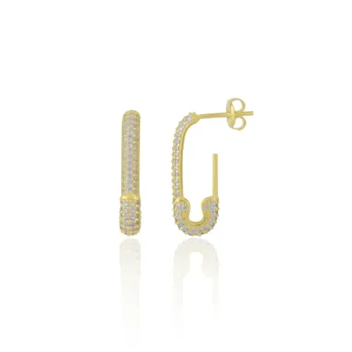Pave Stud Safety Pin Earring Jewelled Sterling Silver by Spero London