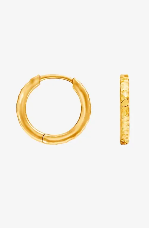 Medium Hammered Nomad Huggie Hoops in Yellow Gold Vermeil by Dower & Hall