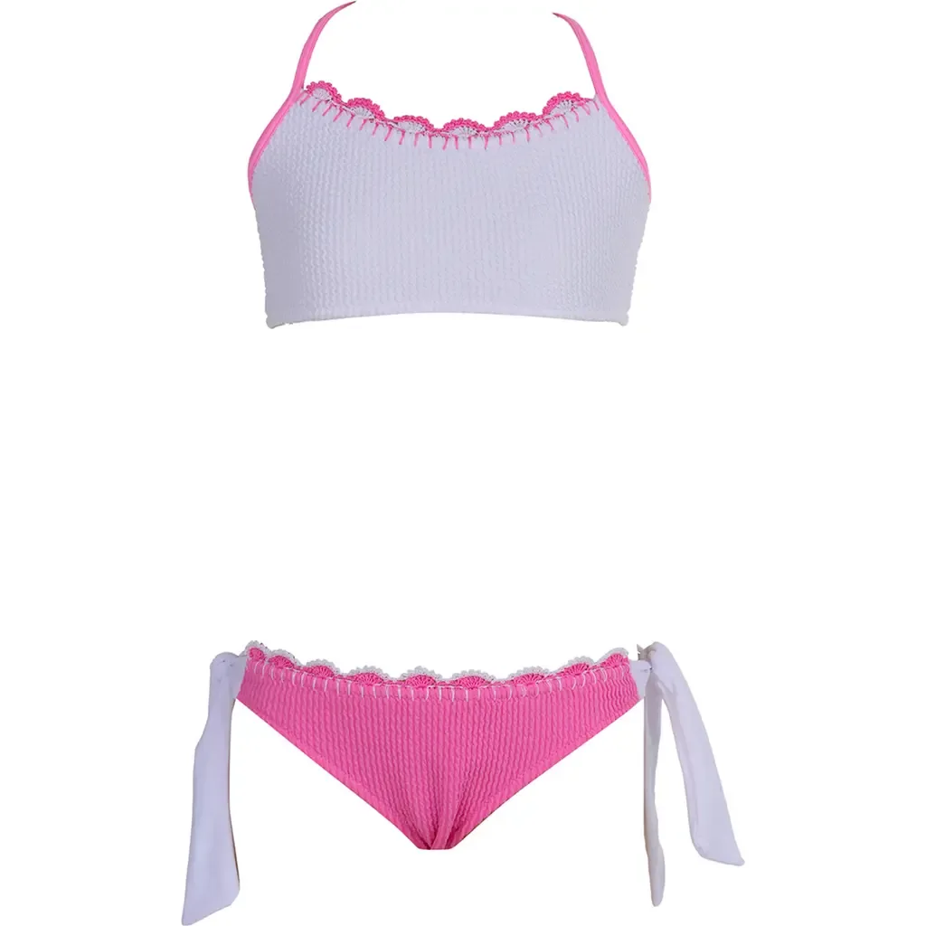 Textured Embroidery Edging Two Piece Bikini by NESSI BYRD