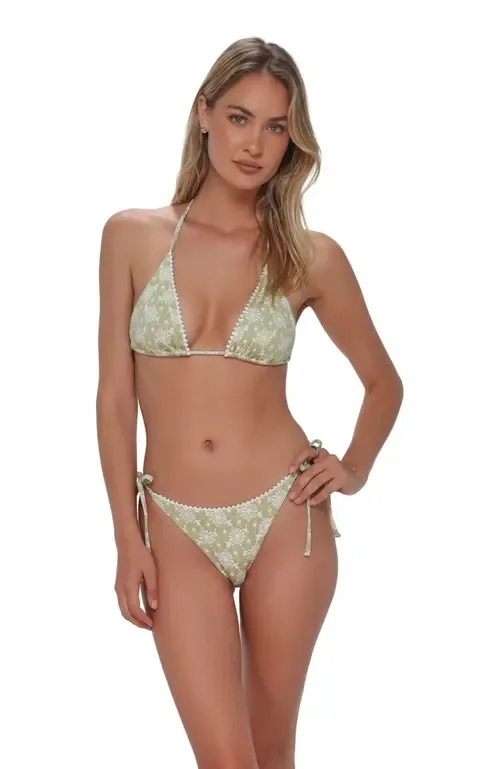 Pom Pom Triangle Bikini Swimsuit Top