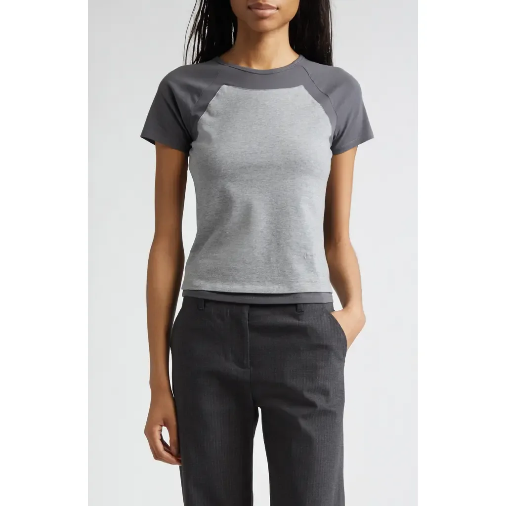 Puka Raglan Sleeve Colorblock Jersey Baby Tee by Paloma Wool