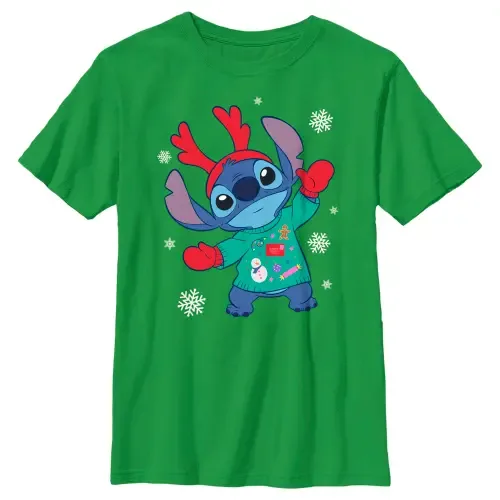 Christmas Outfit Stitch Short Sleeve Graphic T-Shirt by Lilo & Stitch