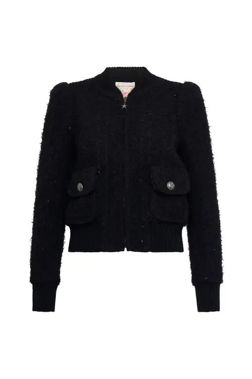 Tweed Bomber Jacket with Knitted Back by Maison Common