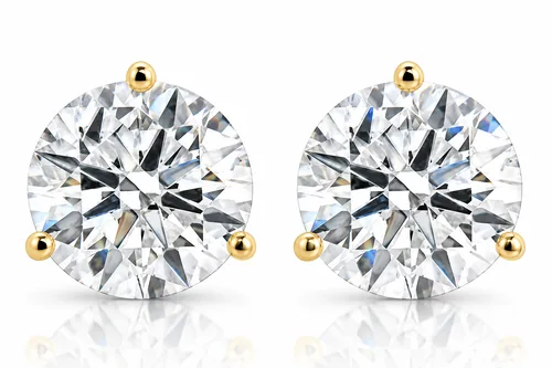 Certified 4 ct tw Round Lab Grown Martini Diamond Studs 14k Gold by Bliss Diamond