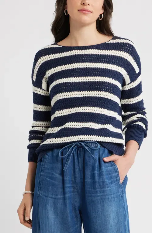 Open Stitch Cotton Blend Sweater by caslon(r)