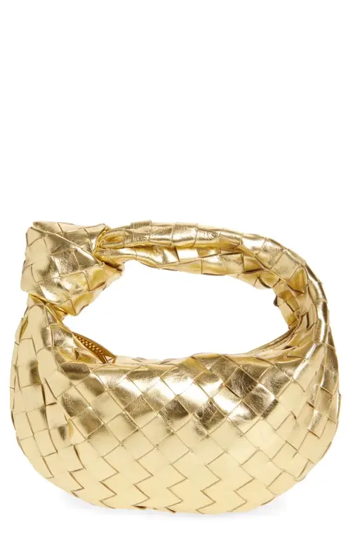 Mini Jodie Intrecciato Metallic Leather Top Handle Bag by Bottega Veneta