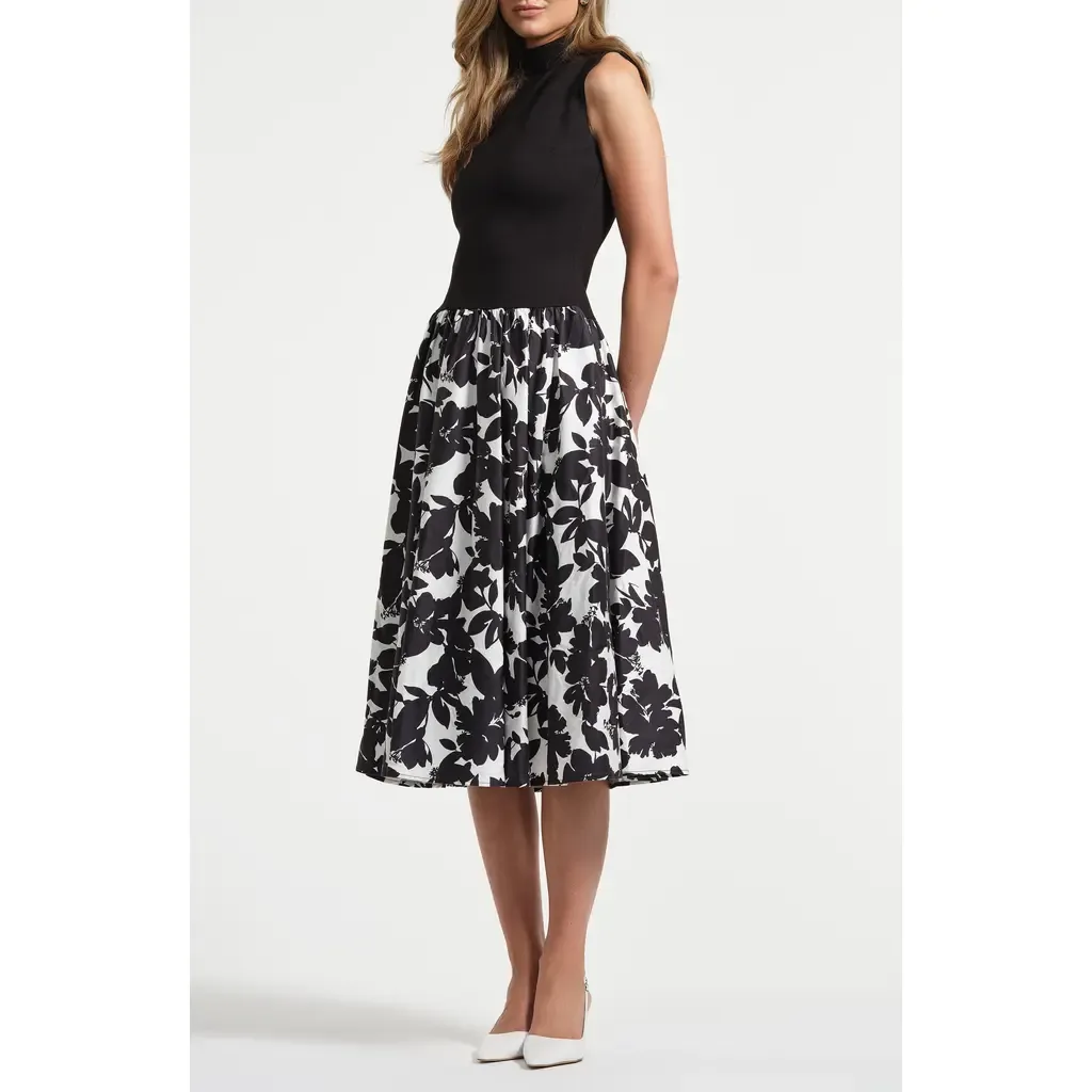 Sleeveless Ponte & Satin Midi Dress by Isaac Mizrahi New York