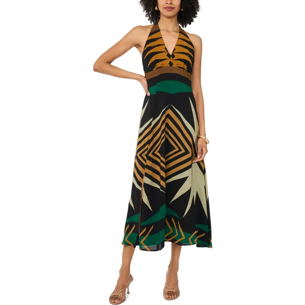 Mixed Print Racerback Midi Dress by Vince Camuto