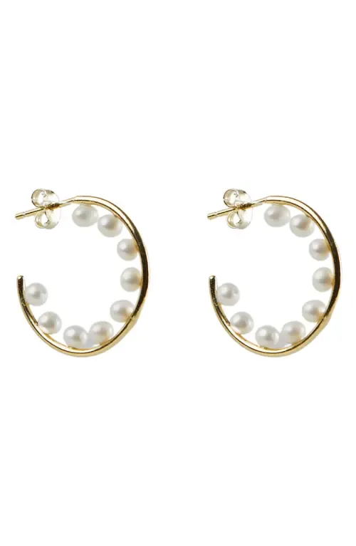 Imitation Pearl Hoop Earrings by Argento Vivo Sterling Silver