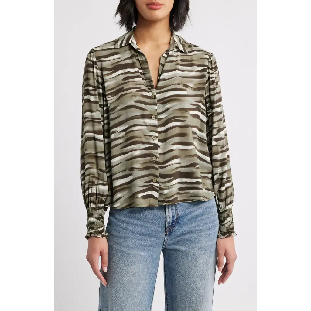 Shirt in Brushed Zebra Print by Cloth & Stone