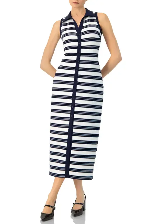 Sleeveless Striped Long Dress by IVONNE
