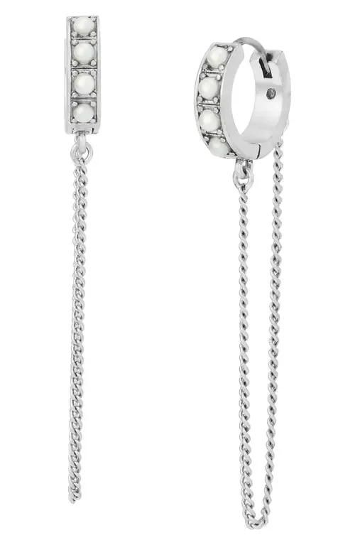 Imitation Pearl Chain Huggie Hoop Earrings by AllSaints