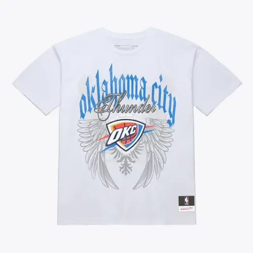 Mitchell & Ness White Oklahoma City Thunder Old English Classic T-Shirt by Mitchell & Ness