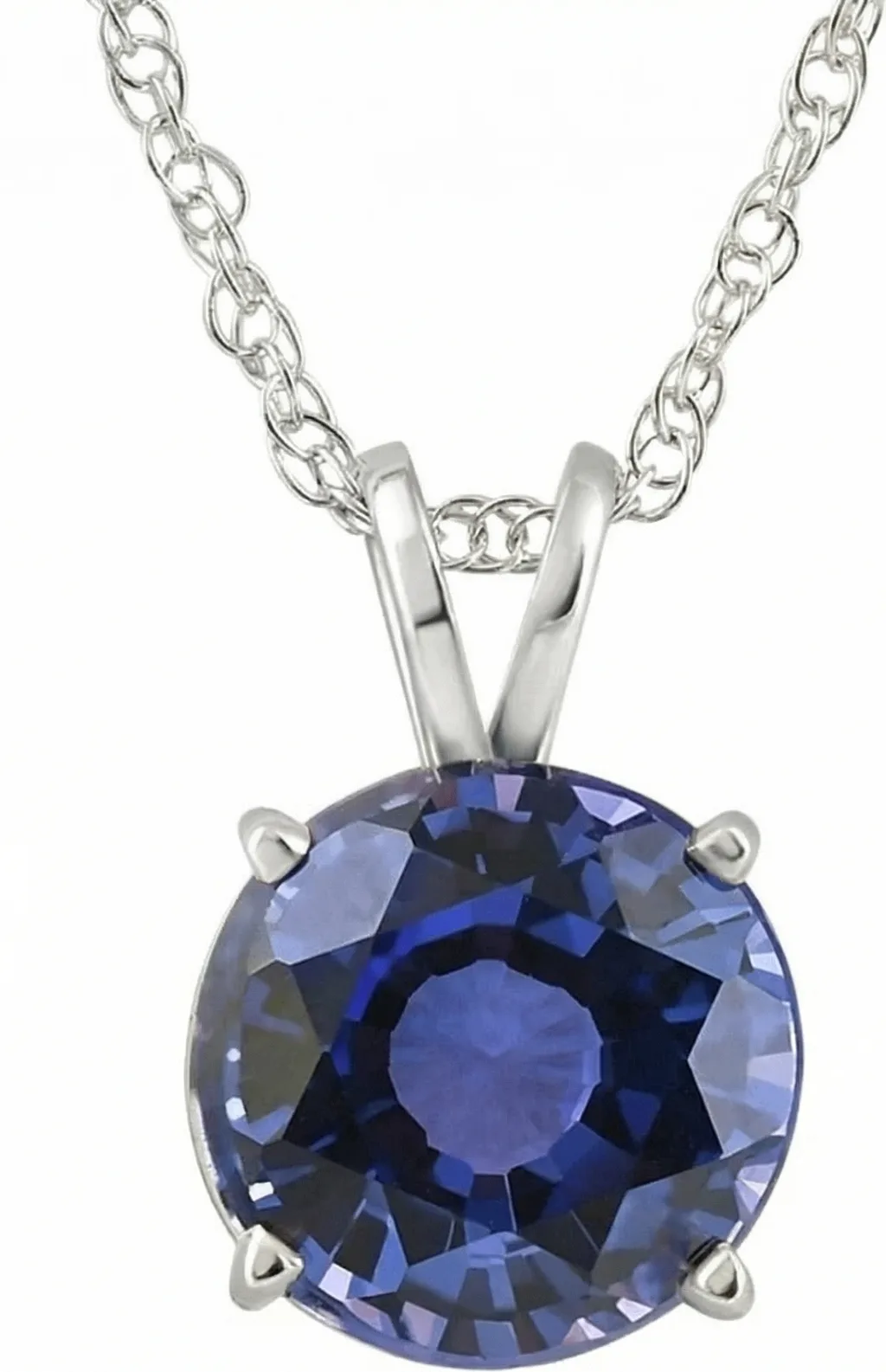 3.50Ct Round Blue Sapphire Solitaire Pendant 14k Gold Necklace Lab Grown 9MM by Bliss Diamond