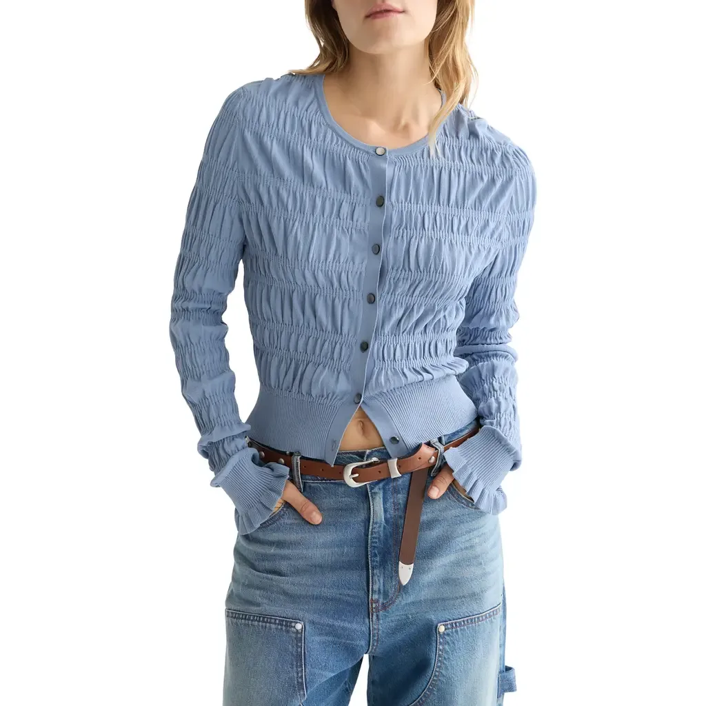 Smocked Crewneck Cardigan by Scotch & Soda