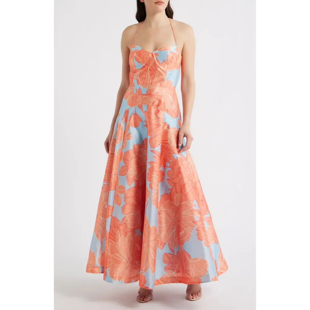 Saige Floral Sweetheart Neck Cocktail Dress by Hutch