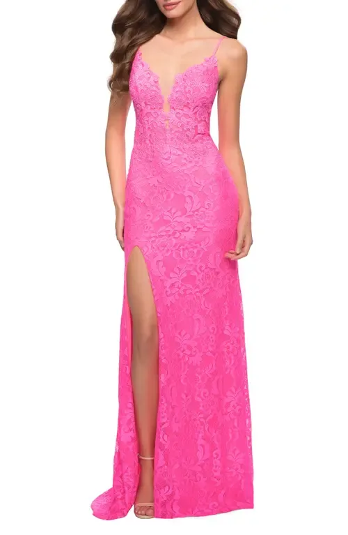 Stretch Lace Prom Dress by La Femme