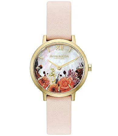 Olivia Burton Autumn Flowers Quartz Analog Leather Strap Watch by Burton