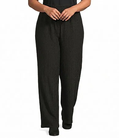 Perch by Blu Pepper Textured Knit High Rise Straight Leg Pant by Blu Pepper