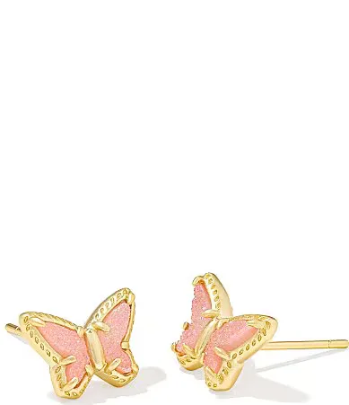 Kendra Scott x Dolly Parton Butterfly Small Stud Earrings - Gold Light Pink Drusy by Kendra Scott