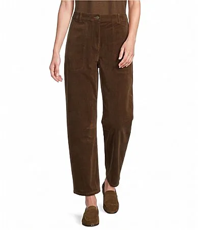 Organic Cotton Stretch Corduroy Ankle Pants by Eileen Fisher