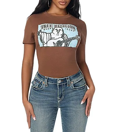Crystal Buddha Cropped T-Shirt by True Religion