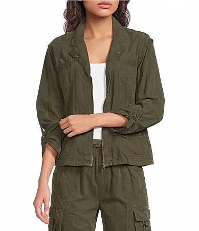 Woven Baby Corduroy Notch Collar Long Sleeve Zip Front Jacket by Ali Miles
