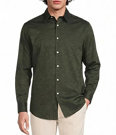Floral Jacquard Long Sleeve Woven Shirt by Murano