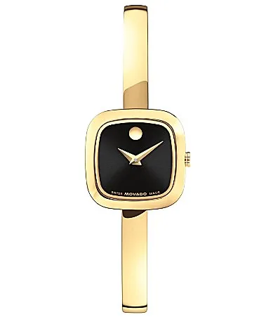 Cushion Quartz Analog Stainless Steel Bangle Watch