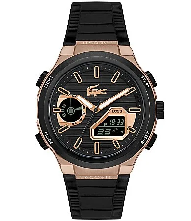 LC33 Ana-Digi Black Silicone Strap Watch by Lacoste