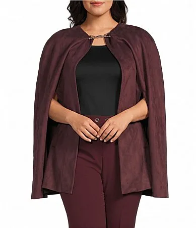 Scuba Suede Cape Horse Bit Jacket by Anne Klein