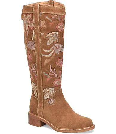 Taryn Embroidered Waterproof Suede Riding Boots by Sofft