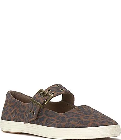 Square Toe Leopard Print Mary Jane Ballet Flats by Keds