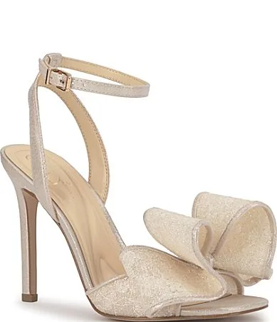 Olivine Floral Glitter Lace Oversized Bow Dress Sandals by Jessica Simpson