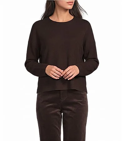 Fine Merino Wool Crew Neck Long Sleeve Sweater by Eileen Fisher