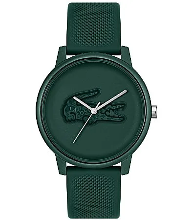 Lacoste L.12.12 Three Hand Dark Green Silicone Strap Watch by Lacoste