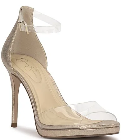 Jessica Simpson Daisile Clear Textured Metallic Dress Sandals by Jessica Simpson