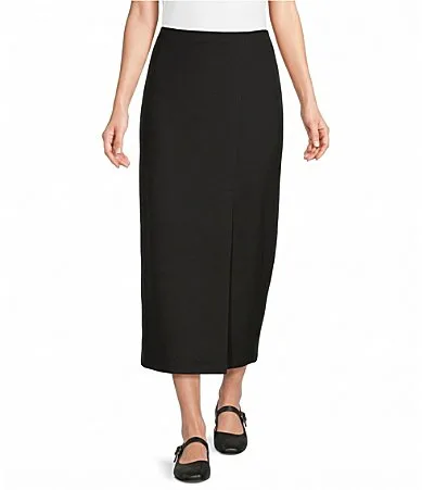 Washable Flex Ponte Pull-On Side Slit Skirt by Eileen Fisher