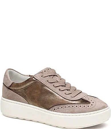 Cammie T-Toe Leather Suede Sneakers by Johnston & Murphy