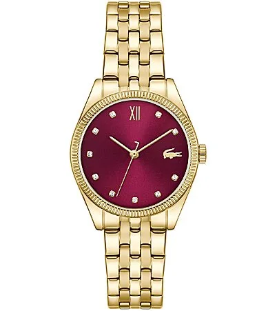 Parisienne Quartz Three Hand IP Gold Stainless Steel Bracelet Watch by Lacoste