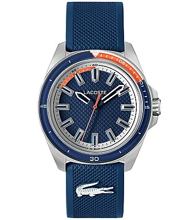 Capbreton Three Hand Navy Silicone Strap Watch by Lacoste