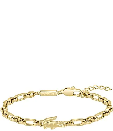 Arthor IP Gold Stainless Steel Crocodile Chain Bracelet by Lacoste