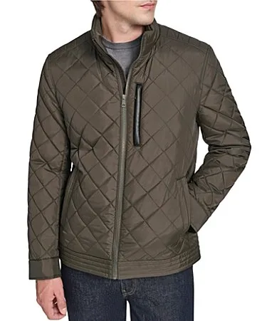 Diamond-Quilted Full Zip Jacket by COLE HAAN