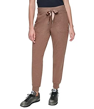 DKNY Sport by Donna Karan Satin Ribbon Tonal Logo Patch Cuffed Coordinating Joggers by Donna Karan